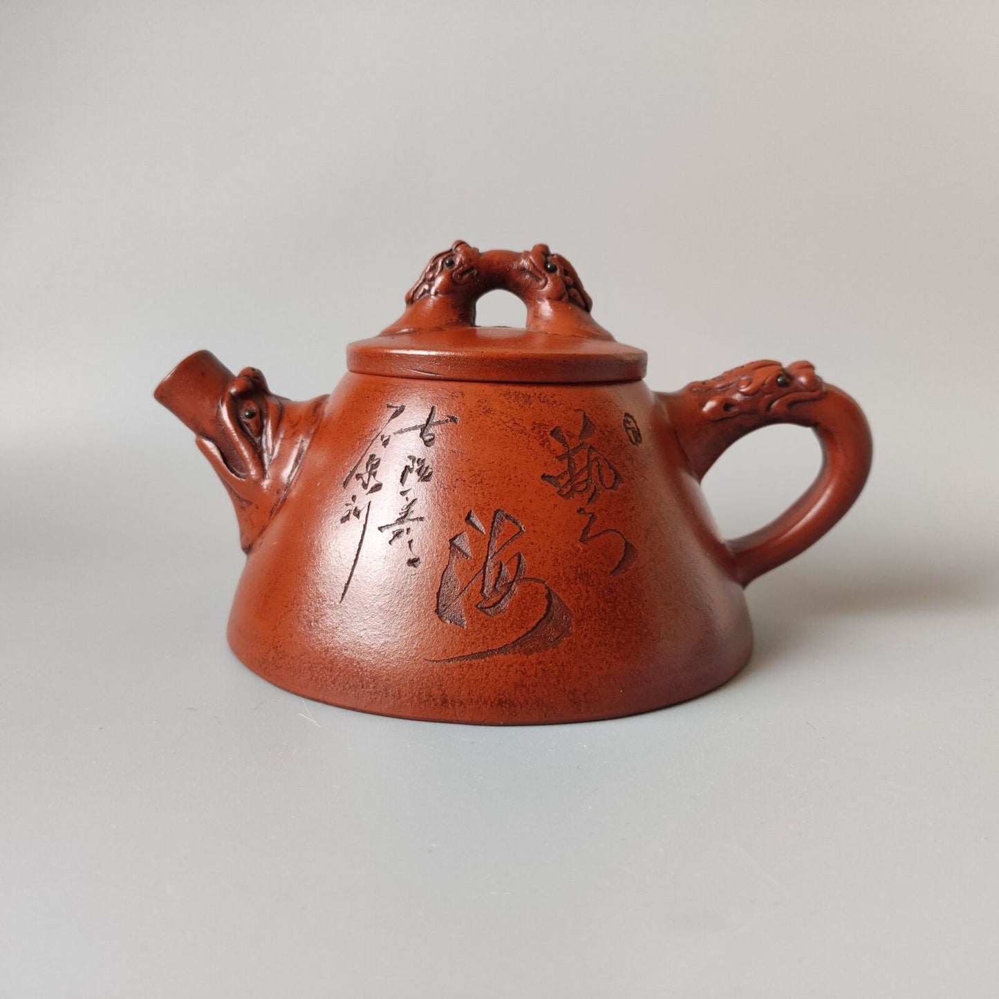 Vintage Chinese Yixing Purple Clay Teapot Zisha Ceremony Carving Collectible Art