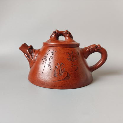 Vintage Chinese Yixing Purple Clay Teapot Zisha Ceremony Carving Collectible Art