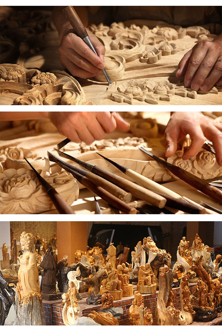 2.75" Boxwood Wood Carving Maitreya Sculpture Buddha Statue Laughing Buddha