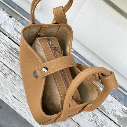 Genuine Cow Leather Shoulder Bags Large Tote Versatile Bucket Handbag Purse 1 PC
