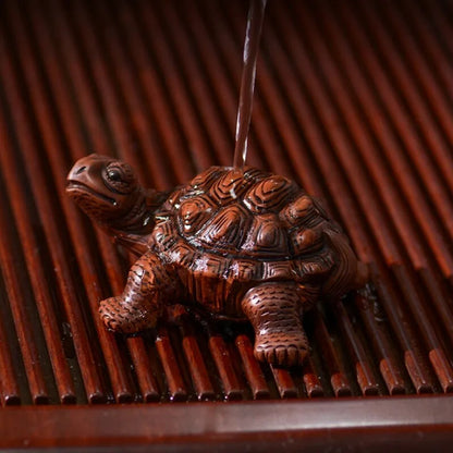 10cm Chinese Yixing Purple Clay Handmade Artware Turtle Mascot Tea Pet Decor