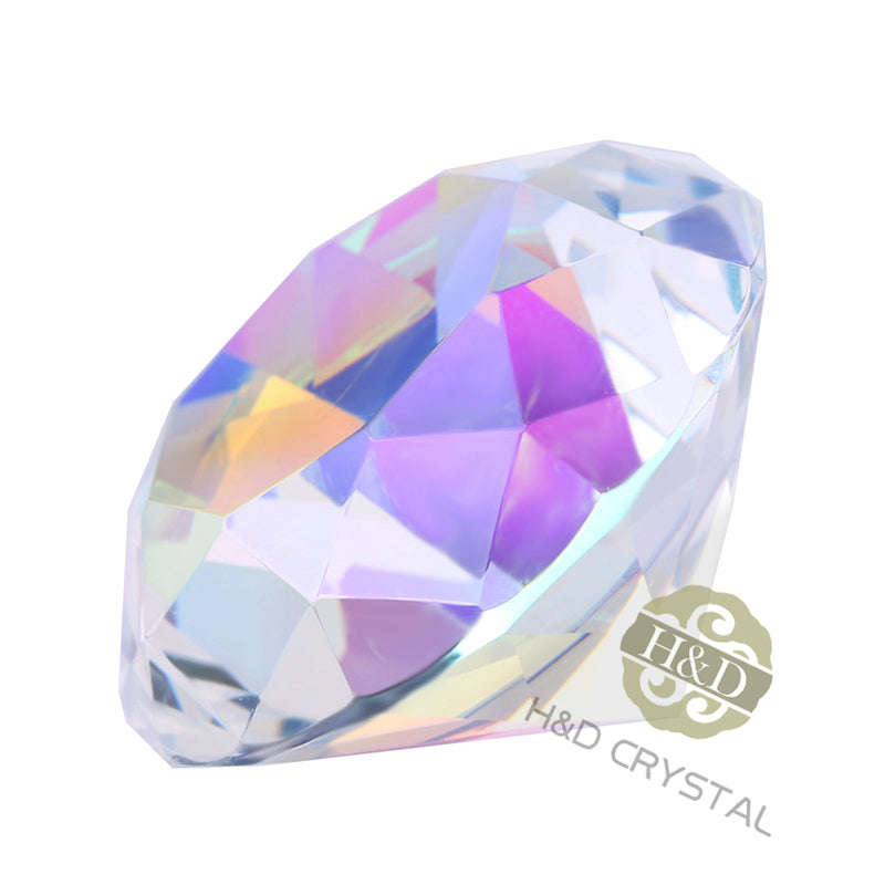 Colorful Crystal Paperweight Cut Glass Giant Diamond Shape Jewel Decor Gift 50mm