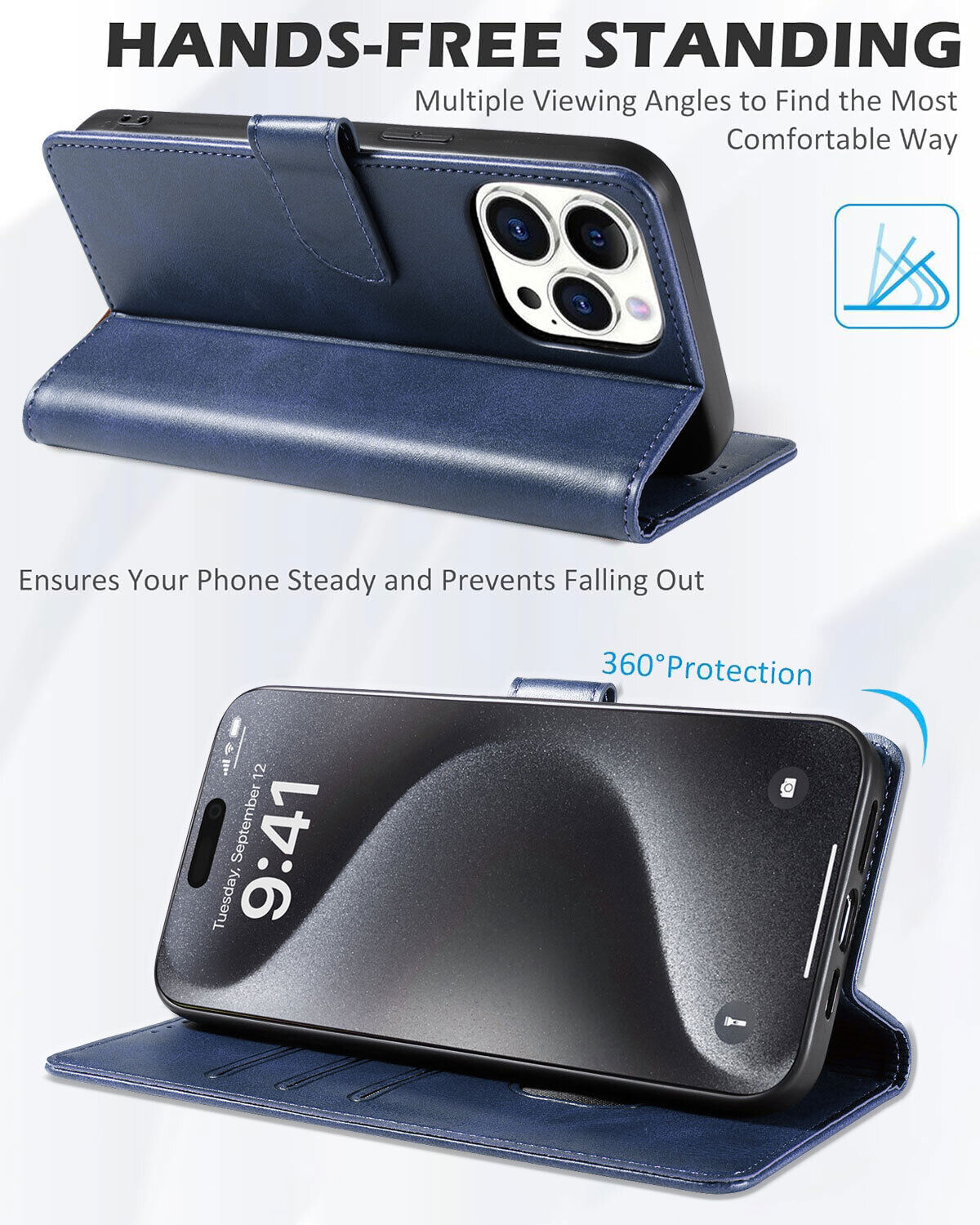 Magnetic Leather Wallet Card Case Phone Cover For iPhone 15 14 Pro Max 15 Plus