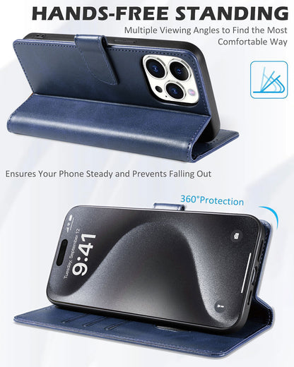 Magnetic Leather Wallet Card Case Phone Cover For iPhone 15 14 Pro Max 15 Plus