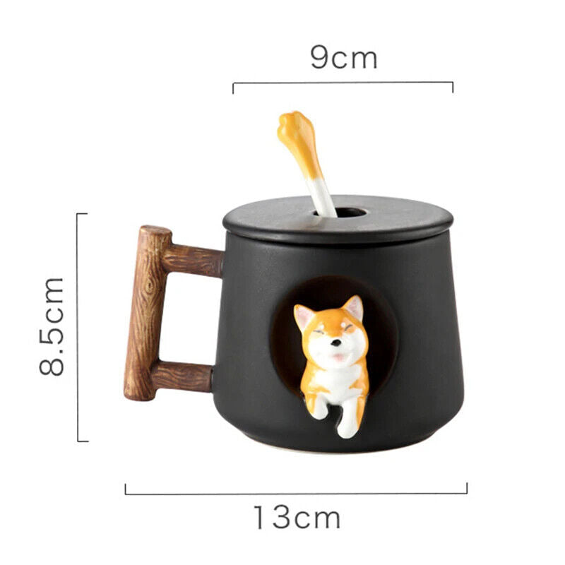 Ceramic Coffee Mug Lid Spoon Girls Gift Milk Tea Creative Breakfast Cups