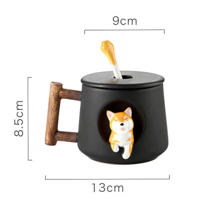 Ceramic Coffee Mug Lid Spoon Girls Gift Milk Tea Creative Breakfast Cups