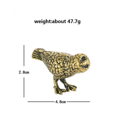2022 NEW autumn Solid Brass Owl Miniature Figurines Retro Copper Animal Tea Pet