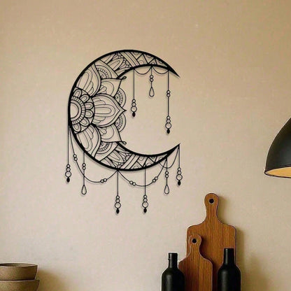 CIFbuy Bohemian Mandala Metal Moon Wall Art for Yoga Room Decor Gift