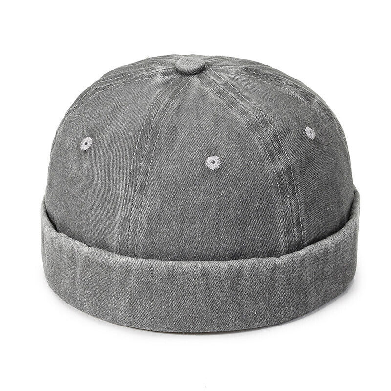 Men's Retro Brimless Hat Skull cap Sailor Cap Beanie Rolled Cuff Adjustable*