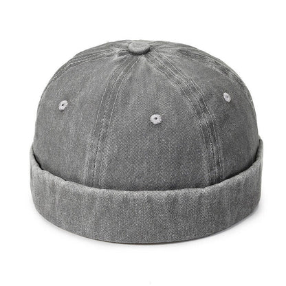 Men's Retro Brimless Hat Skull cap Sailor Cap Beanie Rolled Cuff Adjustable*