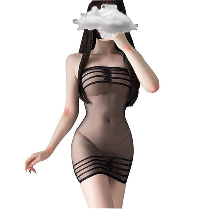 Women's Sexy Sleeveless Fishnet Bodycon Mini Dress Babydoll See Through