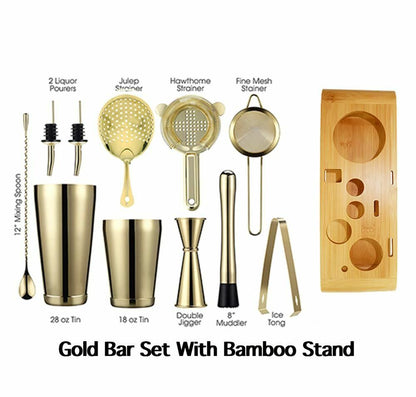 11Piece Cocktail Shakers Bar Sets Stainless Steel Bartender Tool Wine Mixer Kits