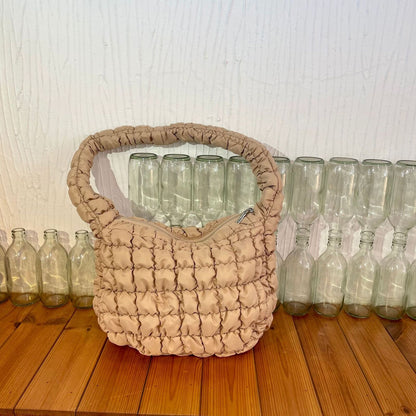 Space Cotton Bag Plaid Pattern Handbag Large Tote Bags Feather Padded Travel Bag