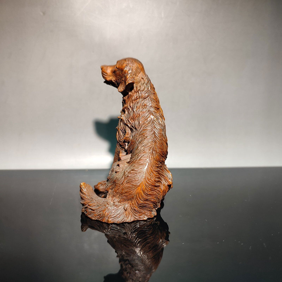 Wood Carving Foo Dog Statue Lovely Home Decor Ornaments Chesapeake Bay Retriever