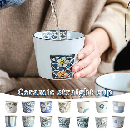 Japanese Style Ceramic Tableware Straight Cup Porcelain Tea Cup Sake Mug GIft