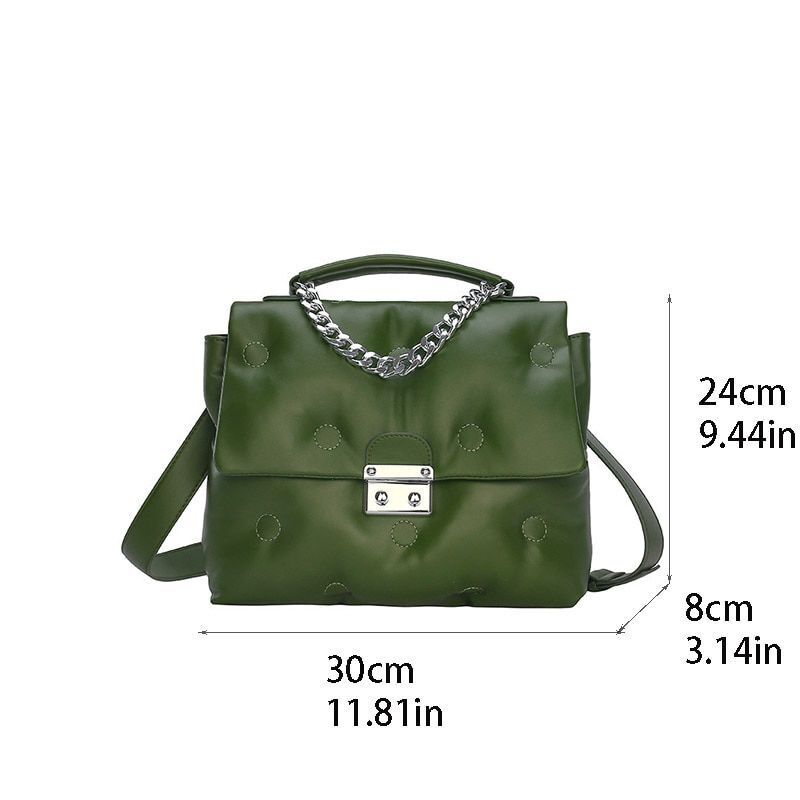 Shoulder Crossbody Bag Padded Tote Purse Handbag Cotton 30*24*8 CM Chain Handle