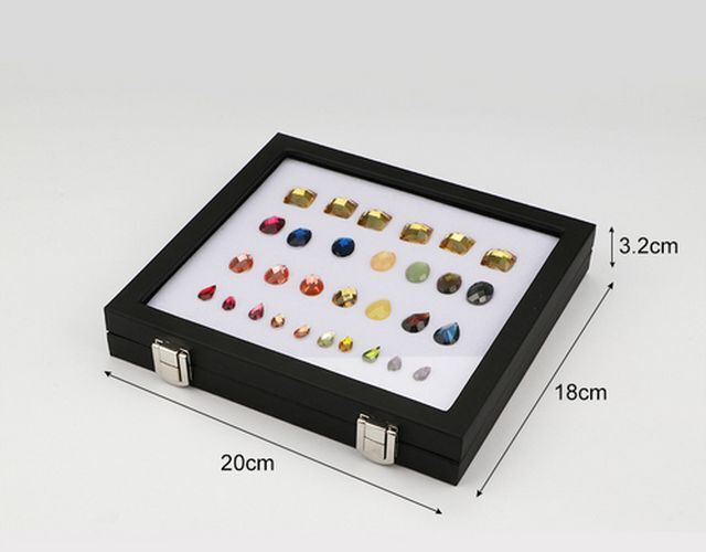 Jewelry Display Box Black Patent Leather Buckle Treasure Gem Diamond Ring Holder