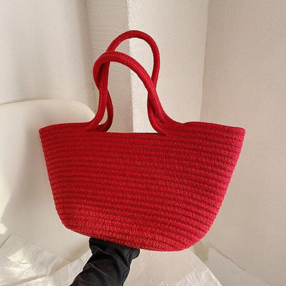 Straw Bag Cotton Rope Purse Handbag Casual Open Weave Beach Carrycot Totes Bags