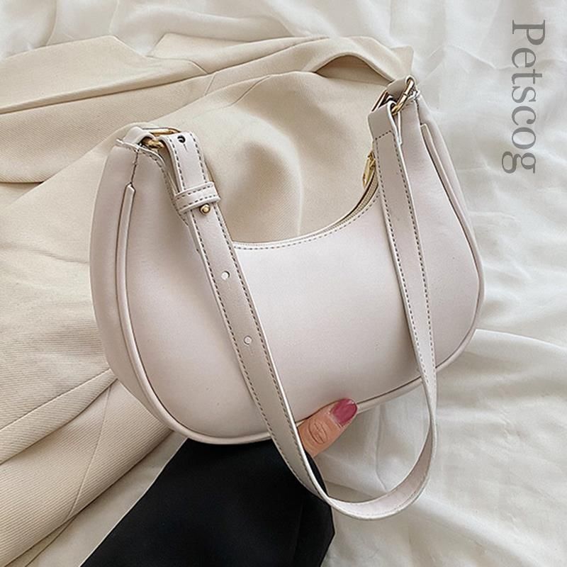 Half-moon Small Underarm Bags Clutch Synthetic Leather Handbags Shoulder Purses