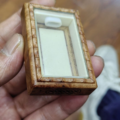 Vintage Burl Wood Cricket Cage Zhang Shenglin 4.1x6.2x1.5cm