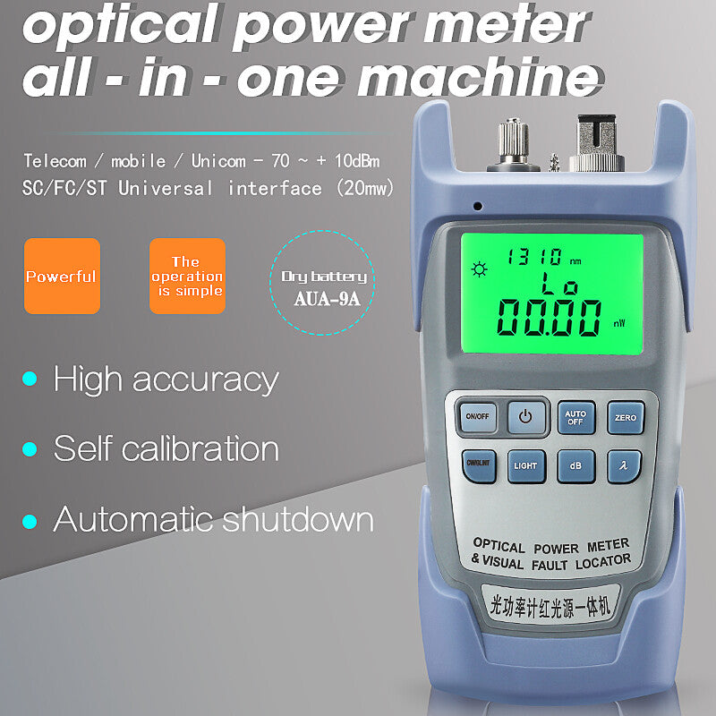 AUA-9A Optical Power Meter with Visual Fault Locator Optic Fiber Tester VFL 20MW