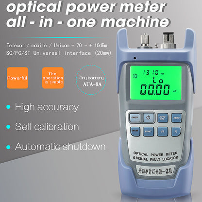 AUA-9A Optical Power Meter with Visual Fault Locator Optic Fiber Tester VFL 20MW