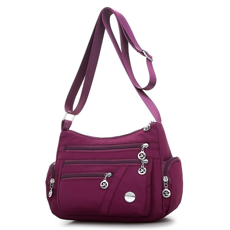 Lightweight Shoulder Bag Messenger Purse Zippers Waterproof Oxford Crossbody Bag