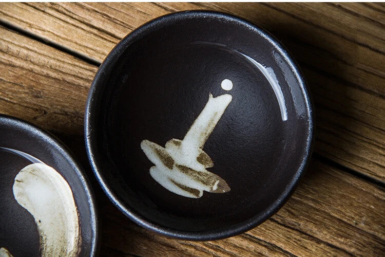 Chinese Zen Pottery Cups Monk Kung Fu Tea Cup Set Teaware Meditation Bowl