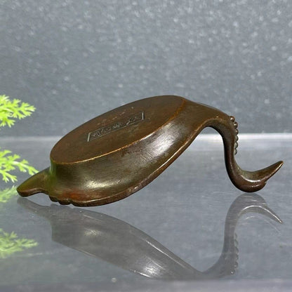Antique Bronze Swan Brush Washer Incense Burner Tea Table Decor Dish