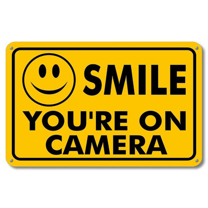 NEW SMILE YOU'RE ON CAMERA SECURITY WATERPROOF BUSINESS YELLOW SIGN VIDEO CCTV