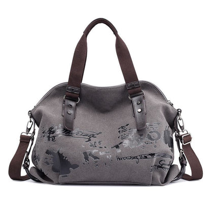Canvas Shoulder Bags Vintage Graffiti Print Handbags Shoulder Purse Totes Bags