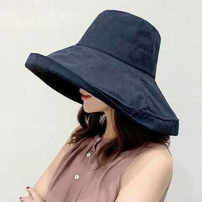 Sun Hat Big Brim Female Seaside Protection UV Cap Japanese Wild Fisherman Korean