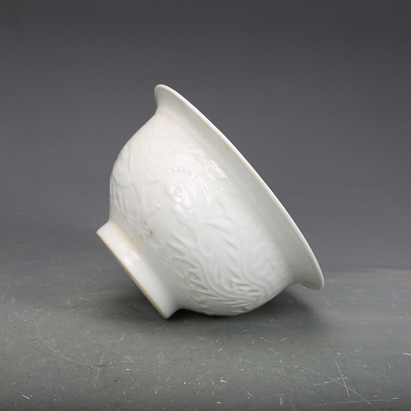 5.5" Chinese Yuan Nightlight Porcelain White Glaze 12 Zodiac Animal Dragon Cup