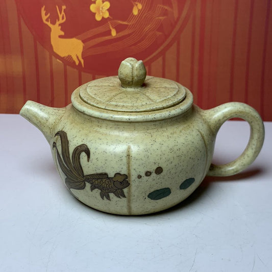 Vintage Chinese Yixing Purple Clay Teapot Zisha Ceremony Fashion Painted Teaware