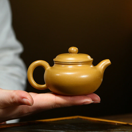Chinese Yixing Zisha Pottery Gold Zhu Clay 100ML Mesh Teapot Tea Pot