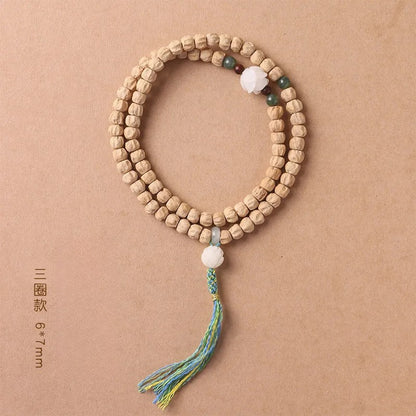 Natural Bodhi Lotus Jade Bracelet Good Luck Hand Strings Buddhist Prayer Beads