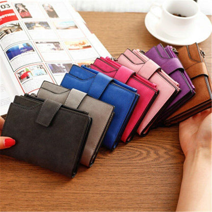 Ladies Billfold Female Purse Cash Clip Leather Multi-card Clamps Women's Wallet