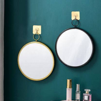 Wall Hanging Mirror Nordic Glass Metal Round Bedroom Bathroom Decoration 27x34cm