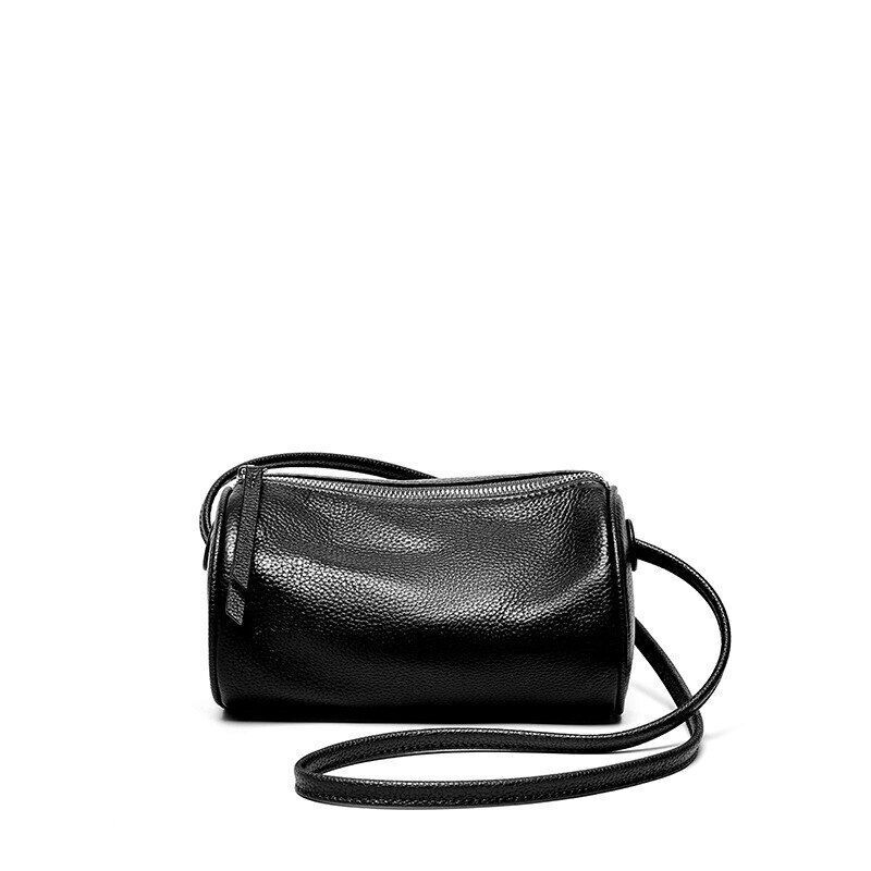 Genuine Leather Bag Crossbody Pouch Round Bags Soft Shoulder Bag Barrel-shaped