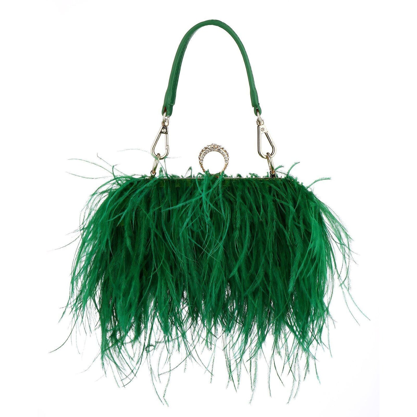 Luxury Ostrich Feather Evening Bag Shoulder Crossbody Bag Party Clutch 19*6*10CM