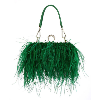 Luxury Ostrich Feather Evening Bag Shoulder Crossbody Bag Party Clutch 19*6*10CM