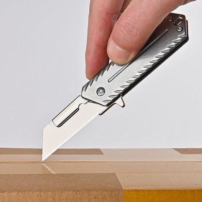 Heavy Steel Handle Folding Pocket Knife Cutter Carving Tool Outdoor Knife EDC