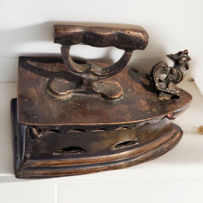 Antique Brass Charcoal Iron Old Fashioned Flat Iron Collectible Decor