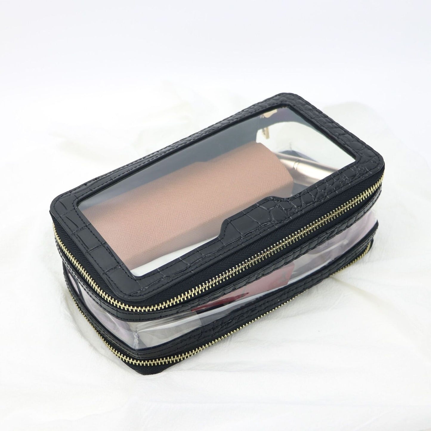 Crocodile Leather Travel Bag Fashion Waterproof Clear Makeup Storage Bag Zipper