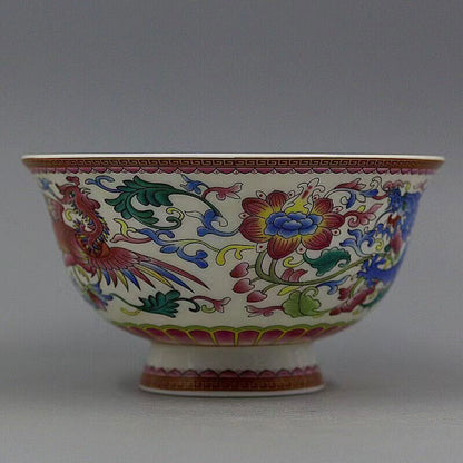 Chinese Porcelain Blue and White Porcelain Bowl with Dragon & Phoenix
