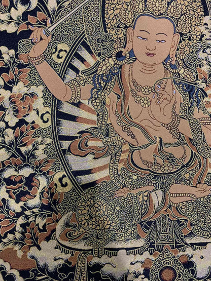 36" Tibet Tibetan Cloth Silk Buddhism Manjusri Bodhisattva Tangka Thangka Mural