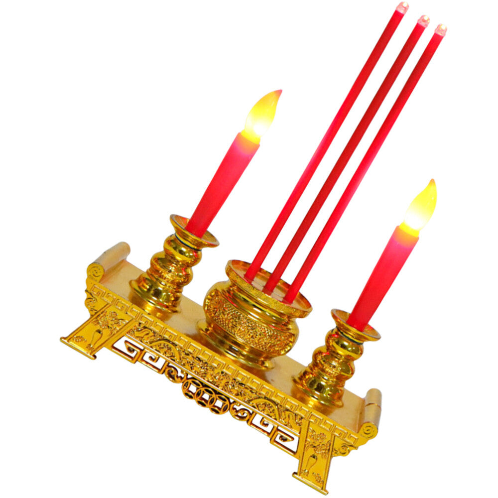 LED Plastic Incense Burner Taper Candlesticks Chinese Tealight