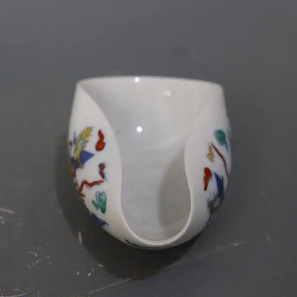 4.3" Chinese Ming Chenghua Blue White Doucai Porcelain Kylin Design Tea Shovel