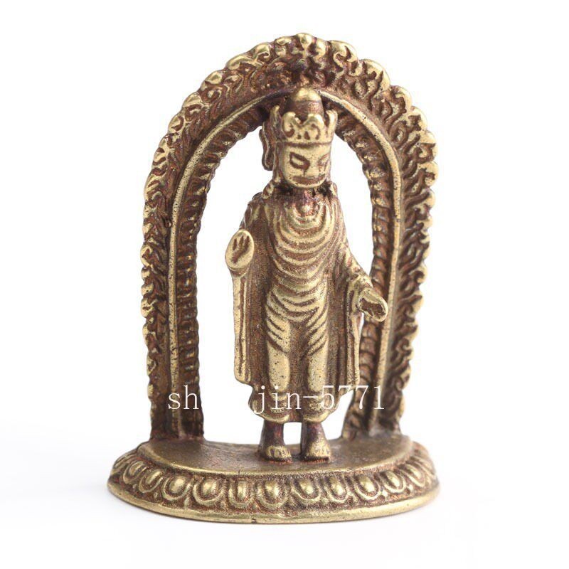 5CM Old Chinese Dynasty Bronze Buddhism Guanyin Kwanyin Buddha Statue