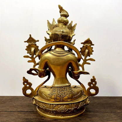Tibetan Bronze Tara Buddha Statue-Bon Religion Inspired Handcrafted Brass Figure